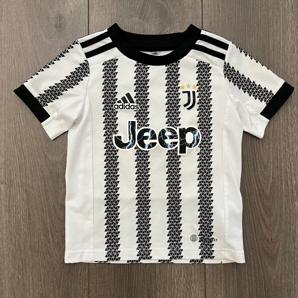 Adidas Juventus Home Jersey Toddler 3T Black White Soccer Shirt Jeep Crest